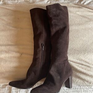 Brown suede leather boots